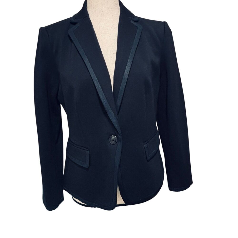 Ann Taylor Black Newbury Tuxedo Blazer Sz 6 One-Button
